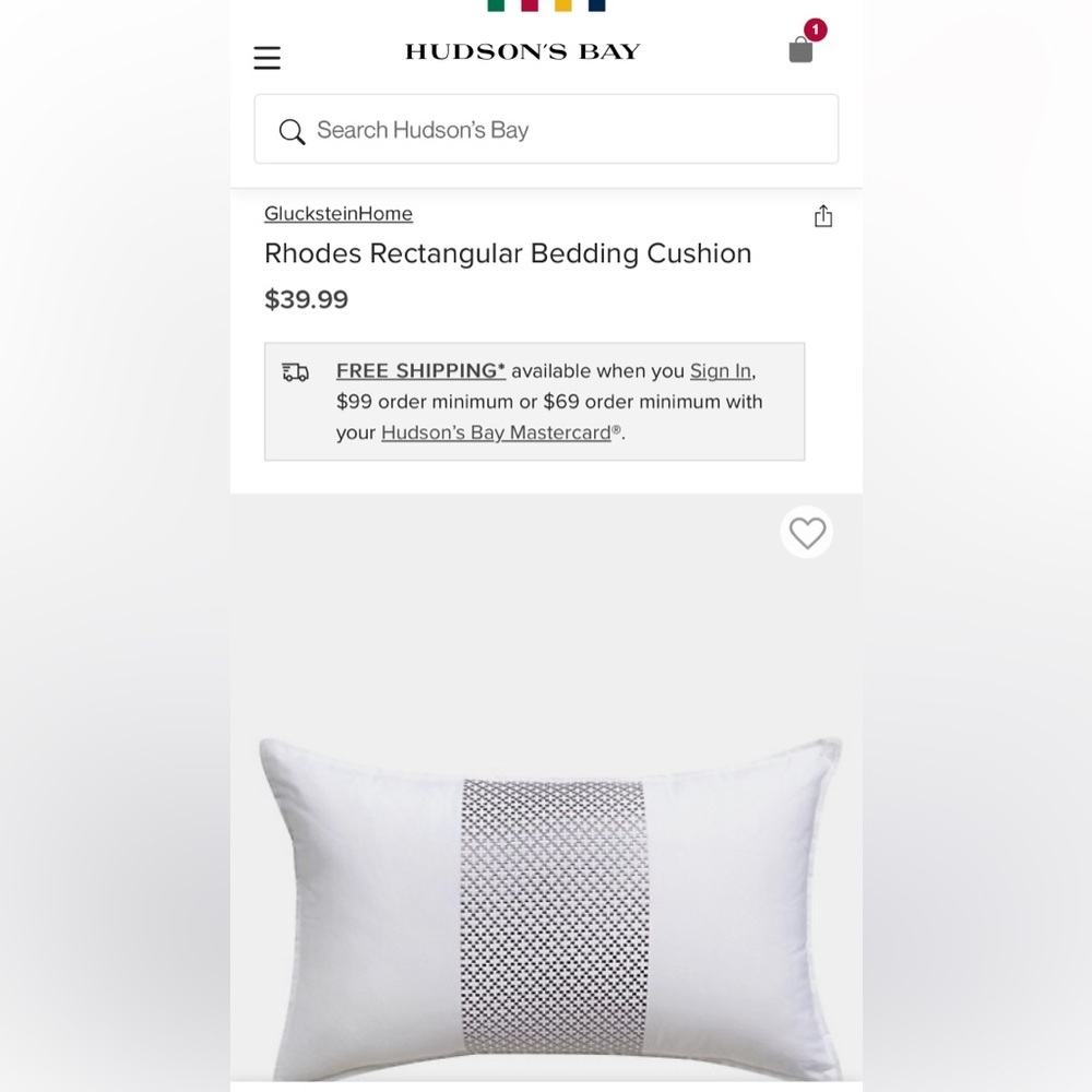 Rhodes Rectangular Bedding Cushion - White with Gray Pattern